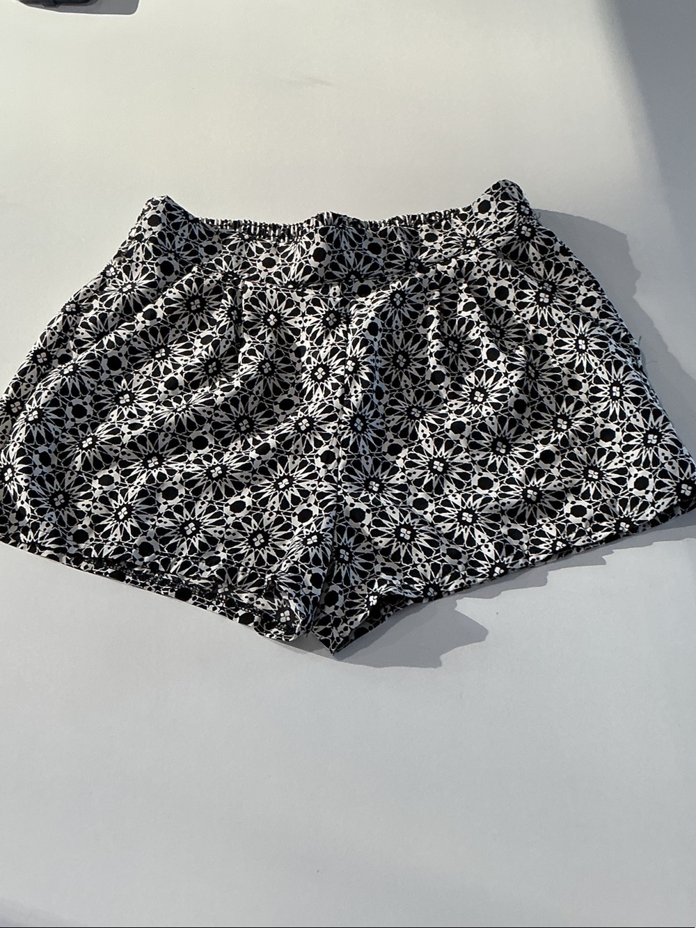 one clothing Black and White Floral Geometric Athletic Shorts